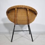 1960s Wicker Chair Woven Armchair Mid-Century