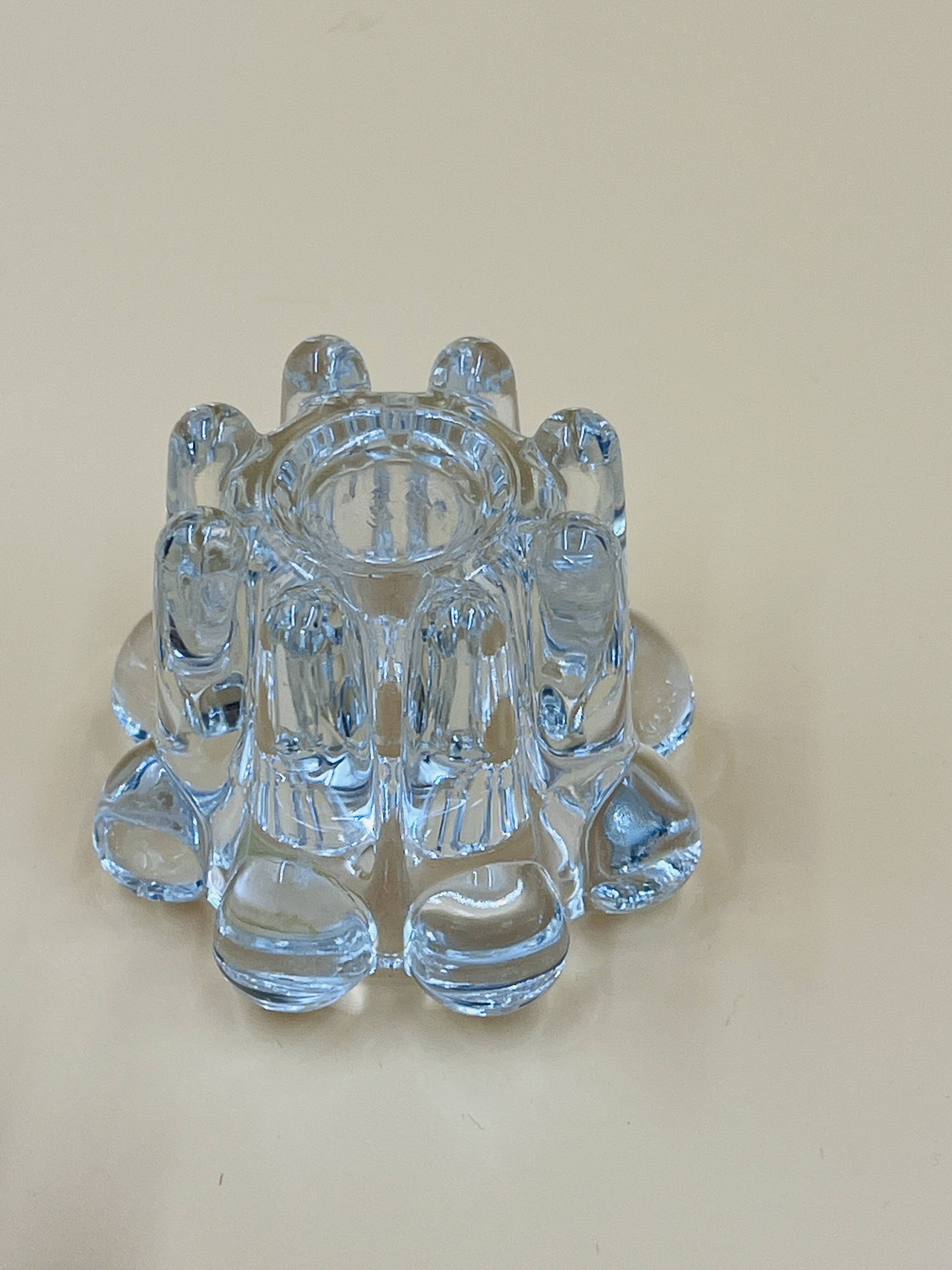 Set of 3 vintage glass candle holders – Glassware from Reims