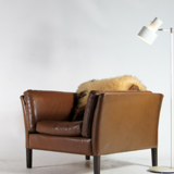 Vintage chair in teak and Danish retro leather 60s 70s