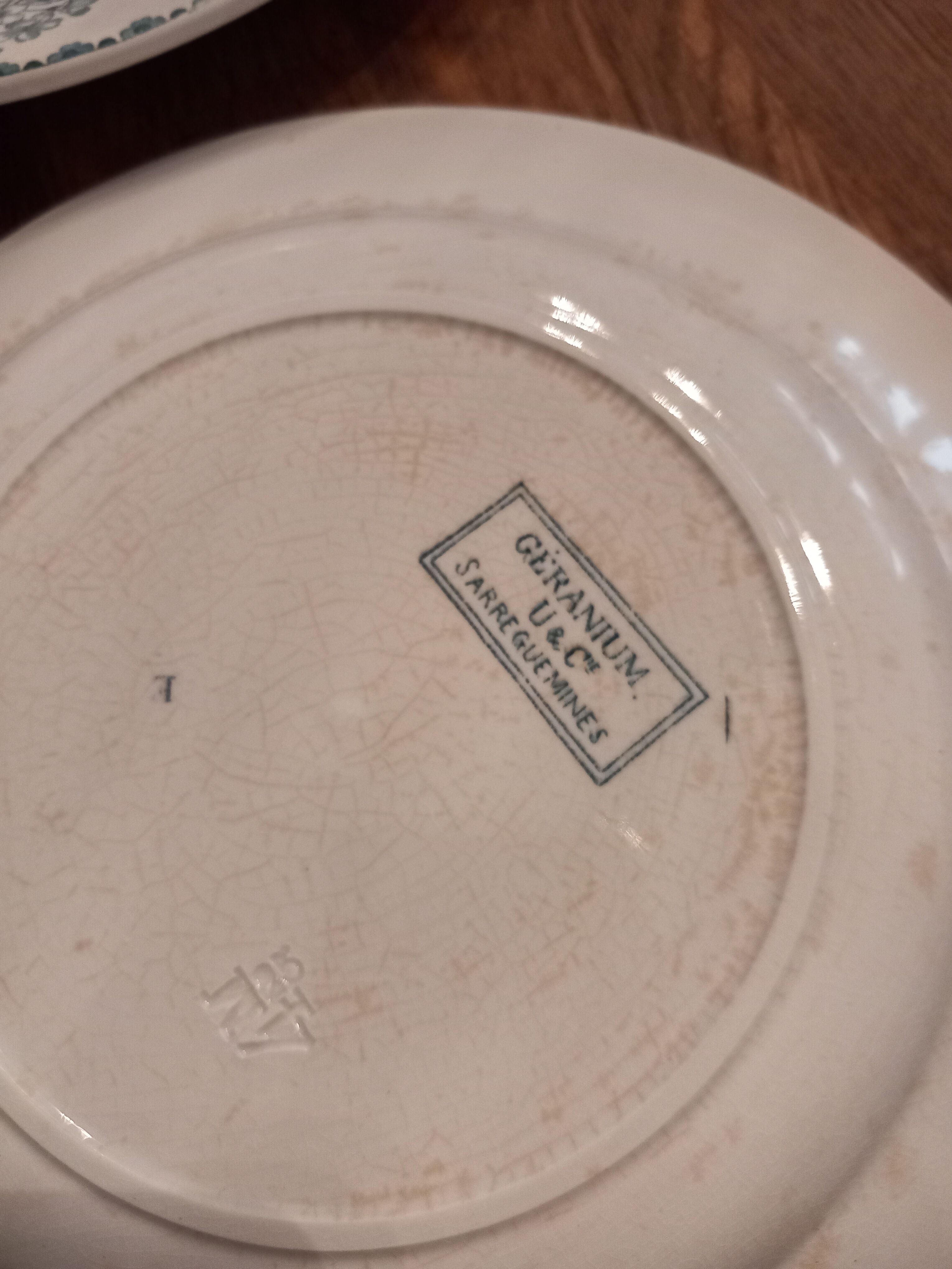 8 plates "flat" iron earth. Geranium.sarreguemine
