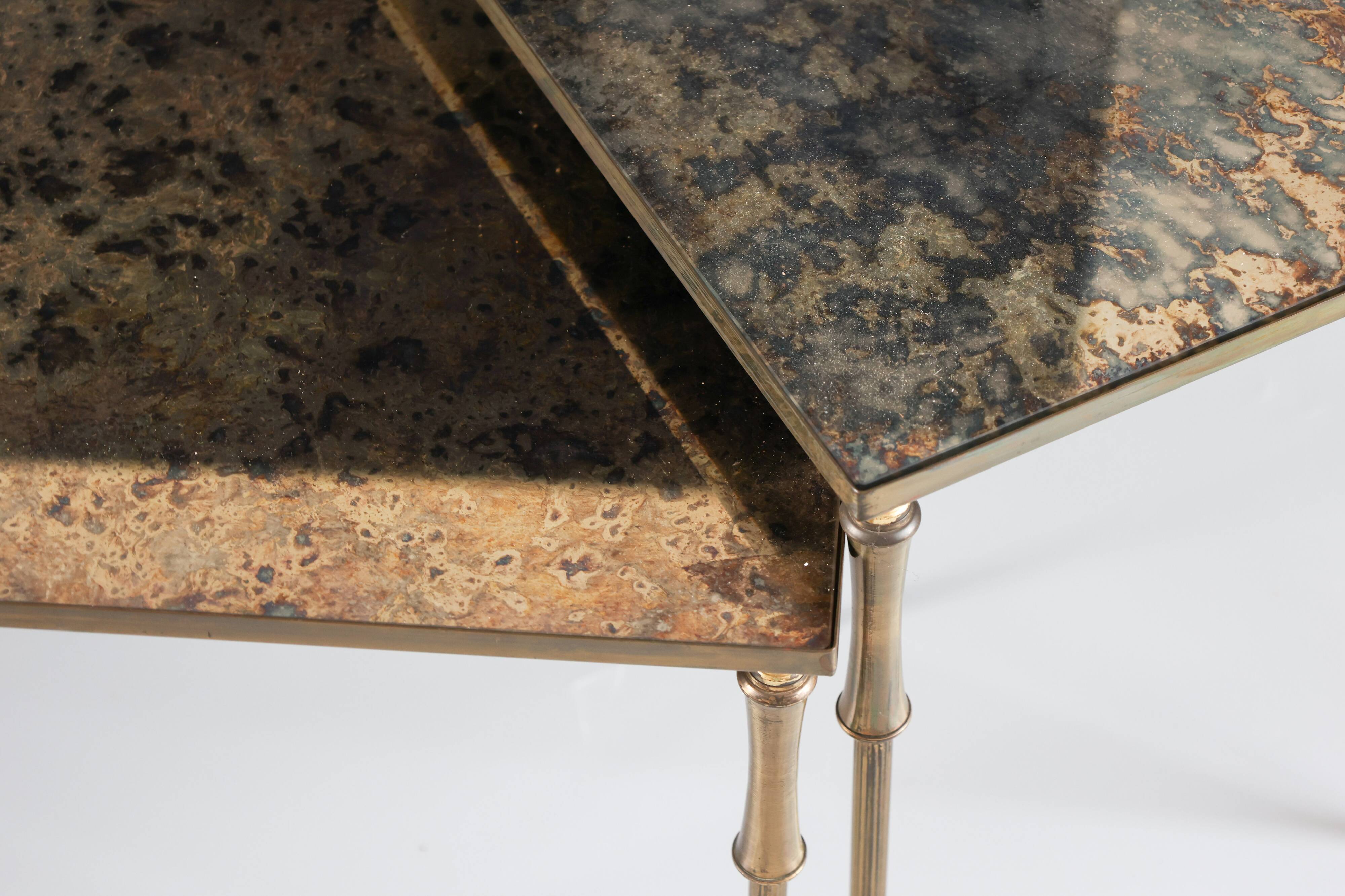 Églomisé glass nesting tables in neoclassical style, Belgium, 1960s