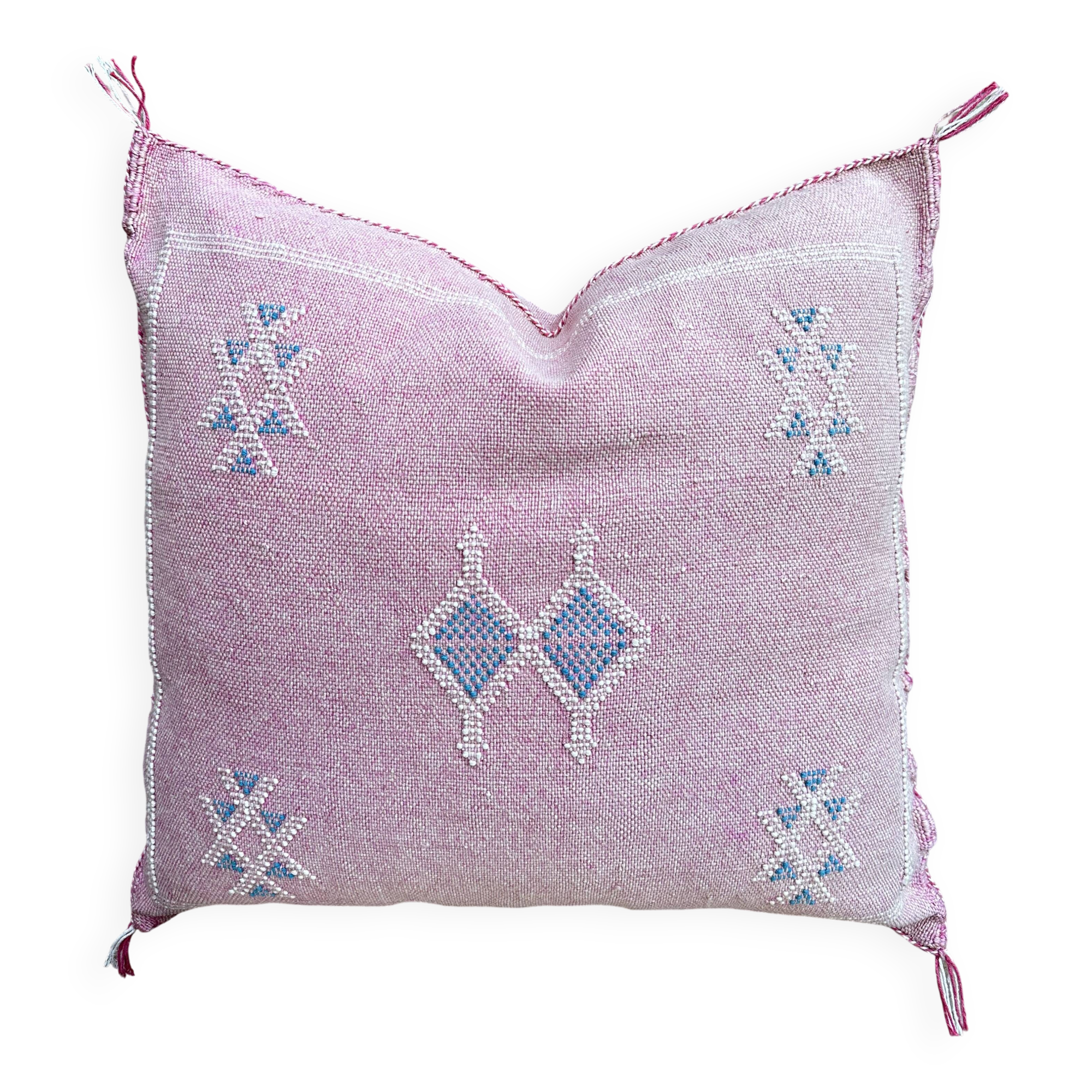 Handmade Moroccan silk cushion cover, cactus pattern