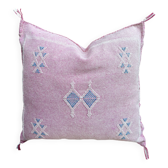 Handmade Moroccan silk cushion cover, cactus pattern