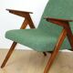 Fauteuil Bunny, bouclé vert des années 1970 par J. Chierowski