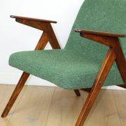 Bunny armchair, 1970s green boucle by J. Chierowski