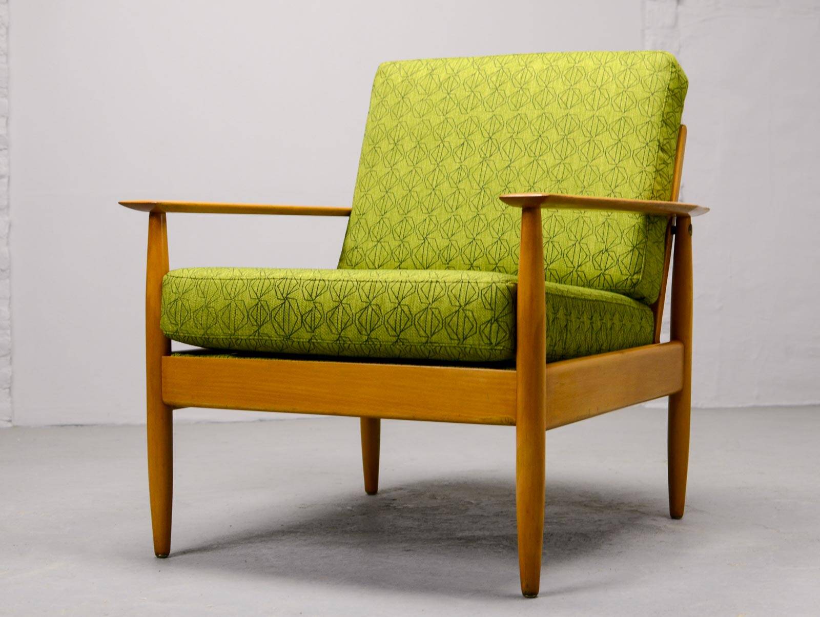 Pair of Beech Wood Ladder Lounge Chairs after Grete Jalk for France and Son