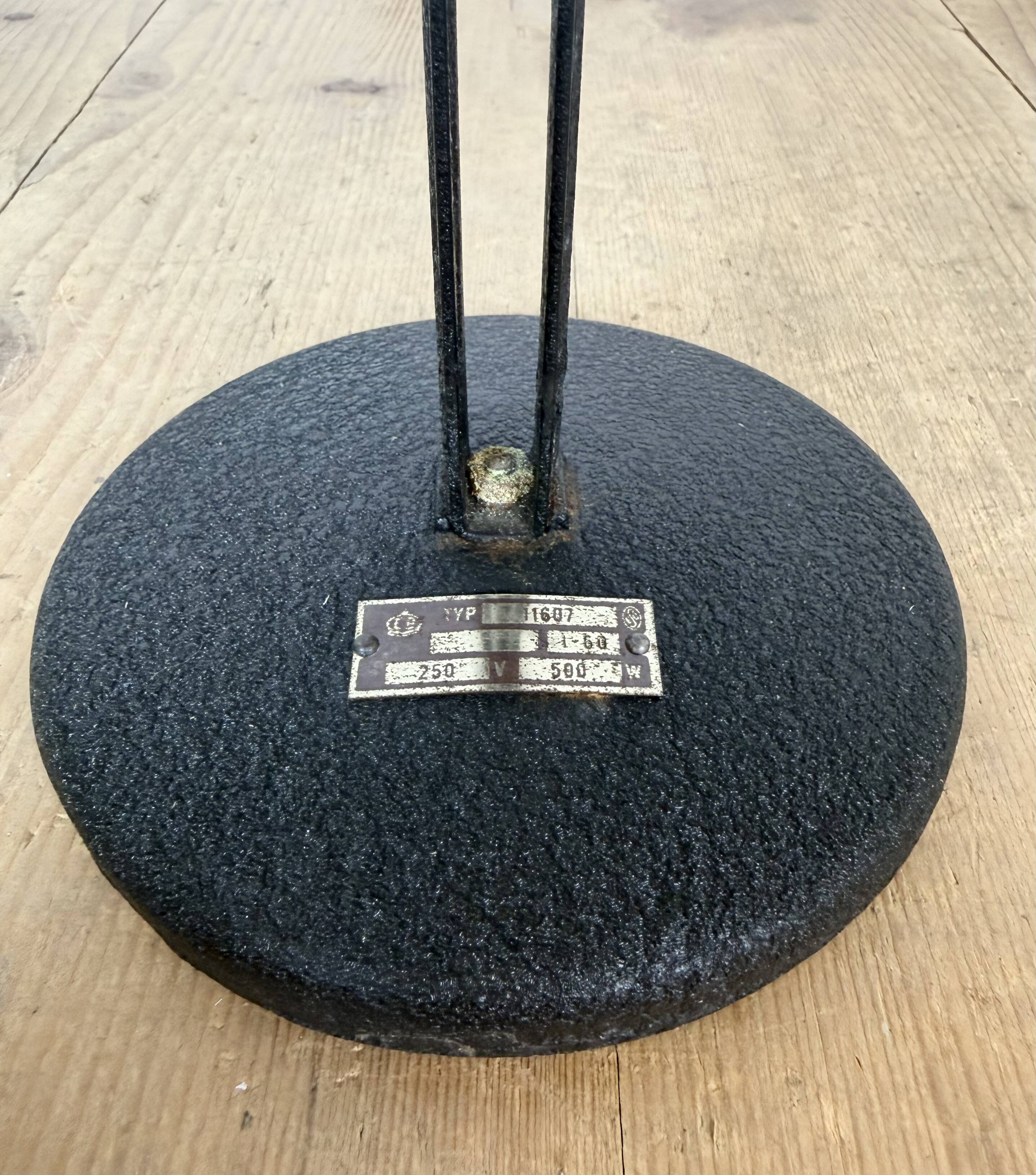 Vintage Industrial Black Enamel Table Lamp from EB, 1950s