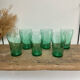 6 vintage emerald glass glasses
