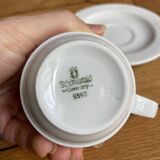 Set of 11 espresso coffee cups with saucers