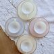 4 vintage Arcopal Arlequin coffee cups - 1960s - Pastel and gold trim