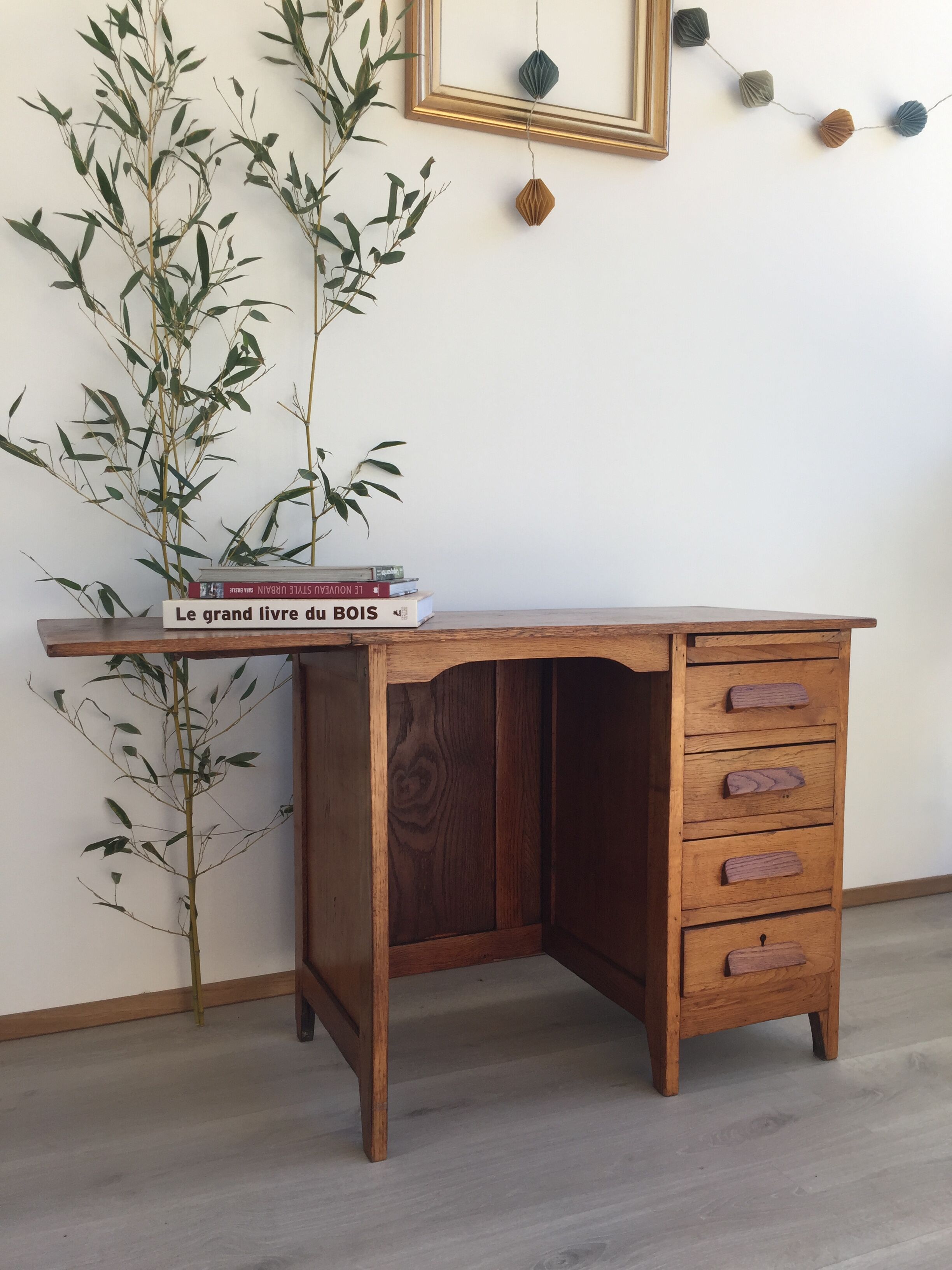 Children's desk 50s in oak and beech