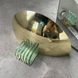 Pair of brass and art deco glass wall lights SCE
