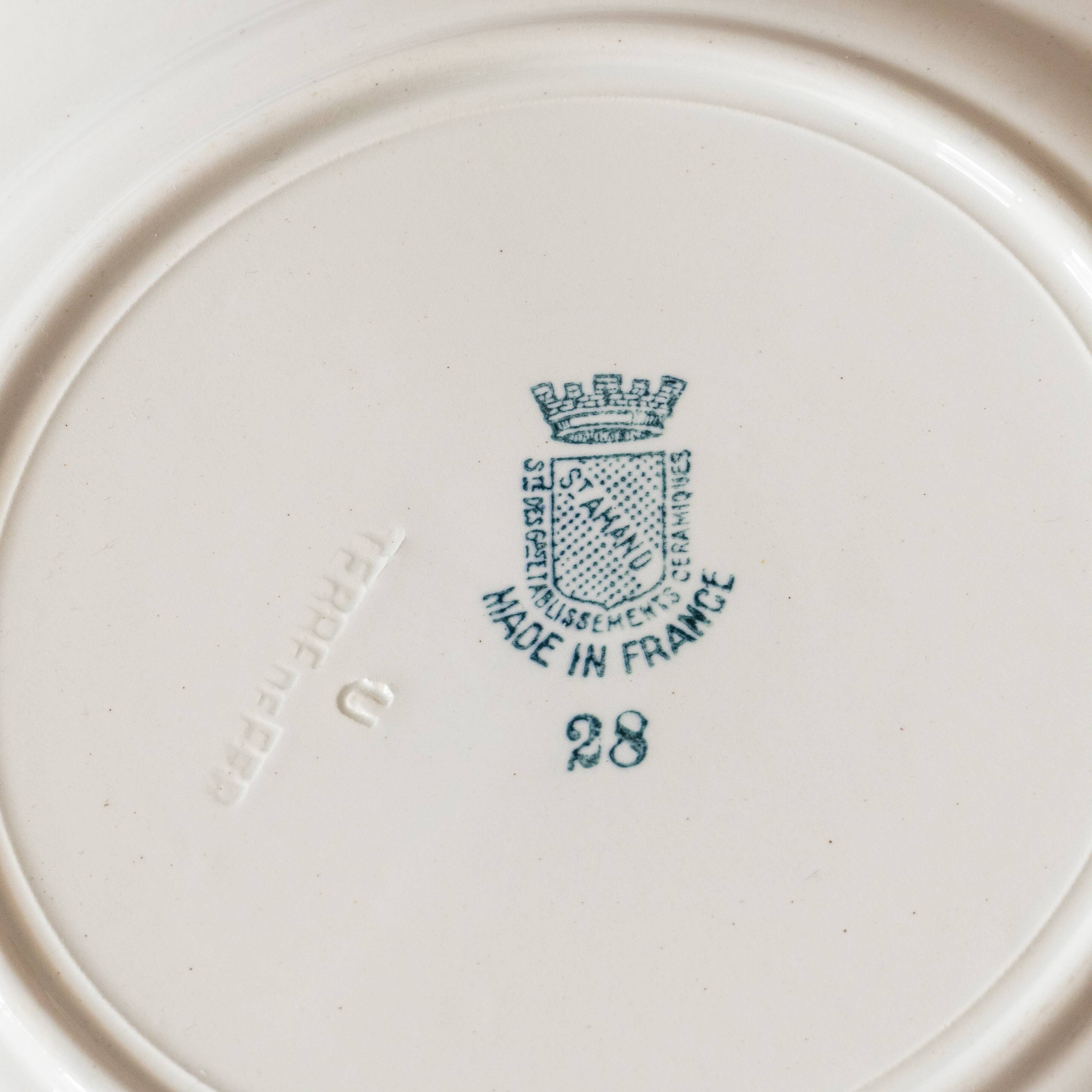 6 assiettes plates terre de fer vieux St Amand