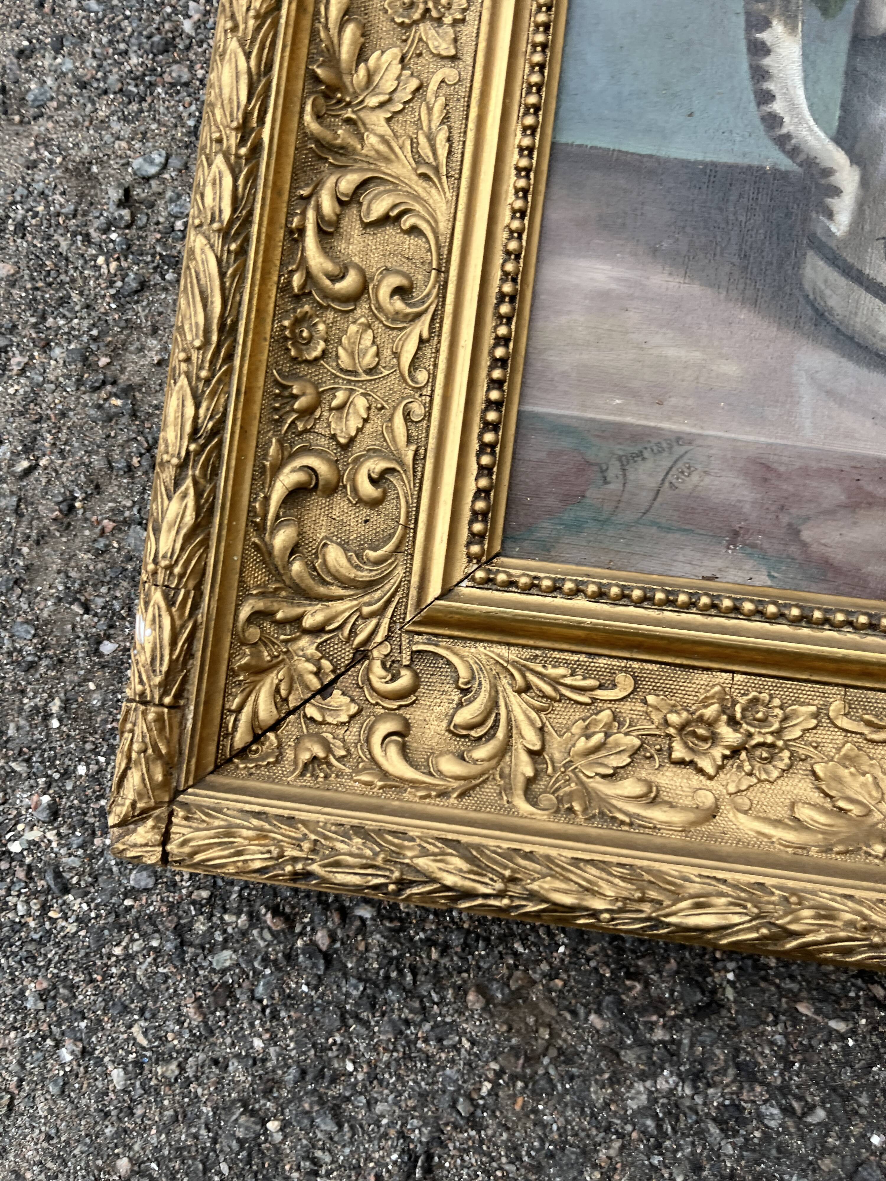 Oil on canvas, old, signed P. Perrisse, dated 1888, bouquet of flowers.