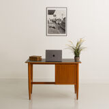 Fully restored Scandinavian desk with grey laminate top