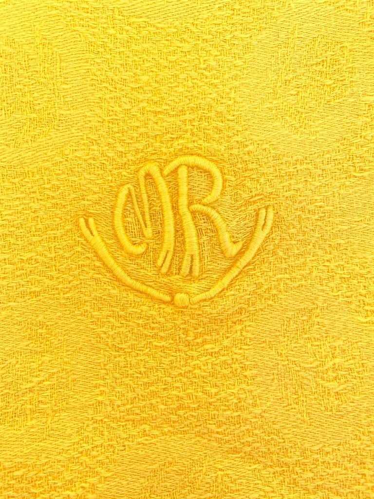 Set of 10 antique towels "sunflower" monogrammed "MR" - cotton - 57x50 cm