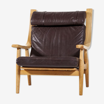 Fauteuil haut dossier vintage "GE 530" par Hans Wegner pour Getama