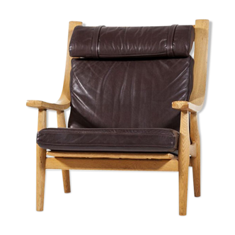 Fauteuil haut dossier vintage "GE 530" par Hans Wegner pour Getama