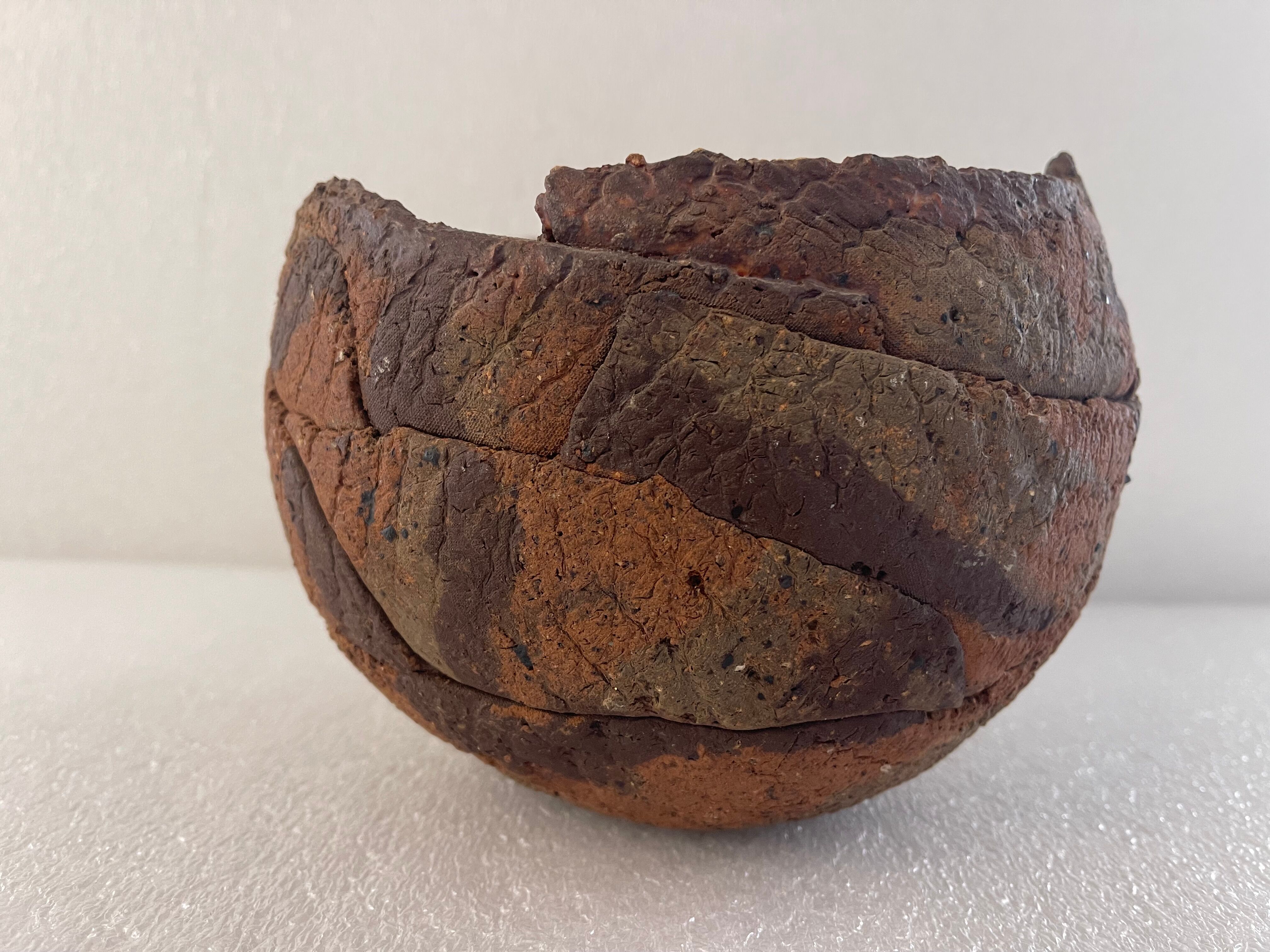 Spherical terracotta two-tone degreasing limestone XXth Africa