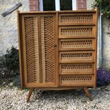 Chest of drawers in vintage rattan 60s