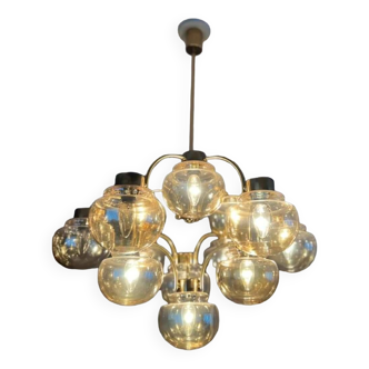 Vintage “golden” sciolari style hanging lamp with 12 light points