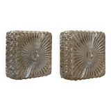 Set of 2 molded glass ceiling lights, 70s.