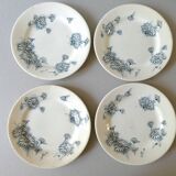 Set of 8 flat plates, Givors faience, daisy model