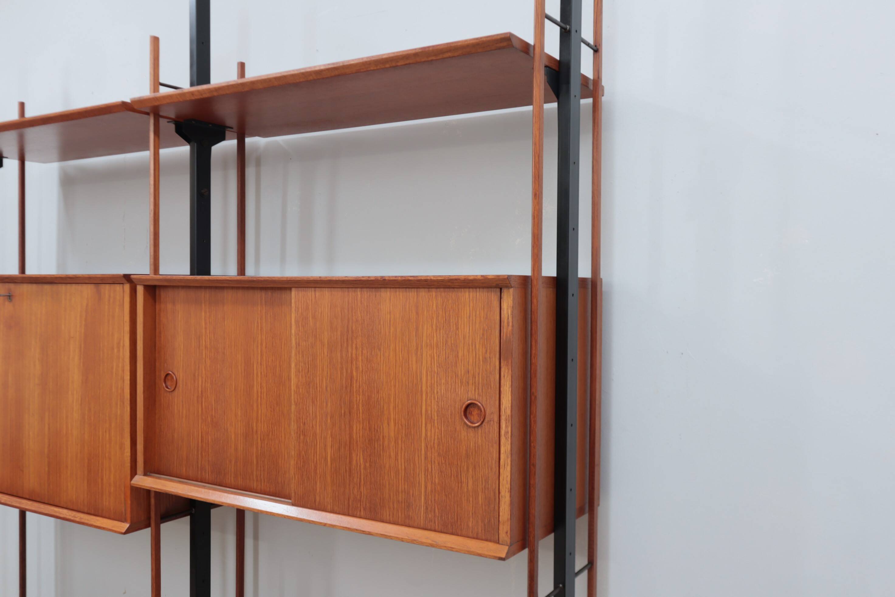 Mid century modular blonde teak bookcase 1960s