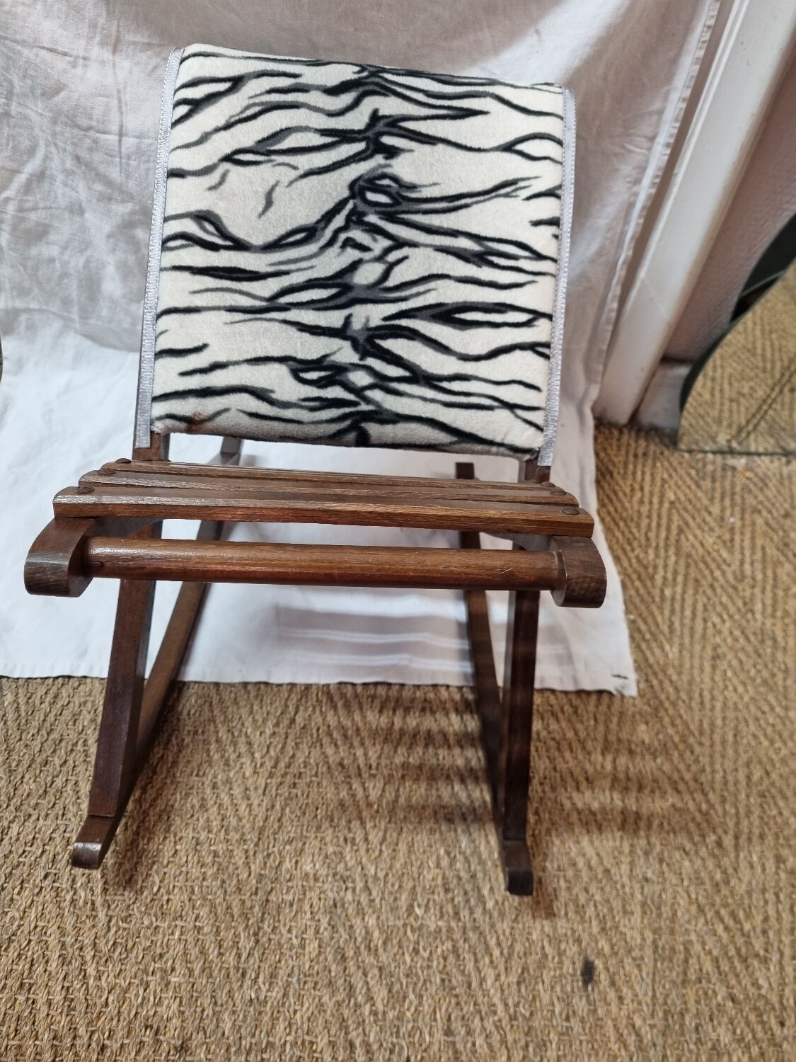 Zebra rocking footrest from 1960