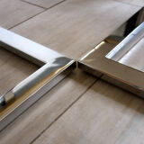 Table basse verre fumé métal chromé laiton 1970