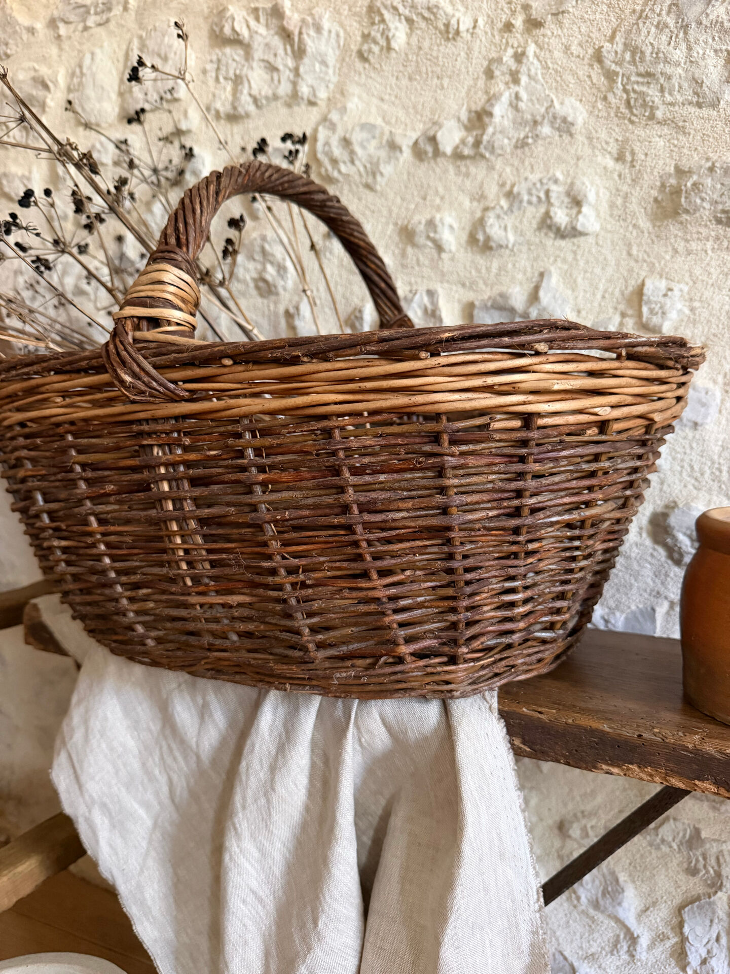 Large vintage harvest basket