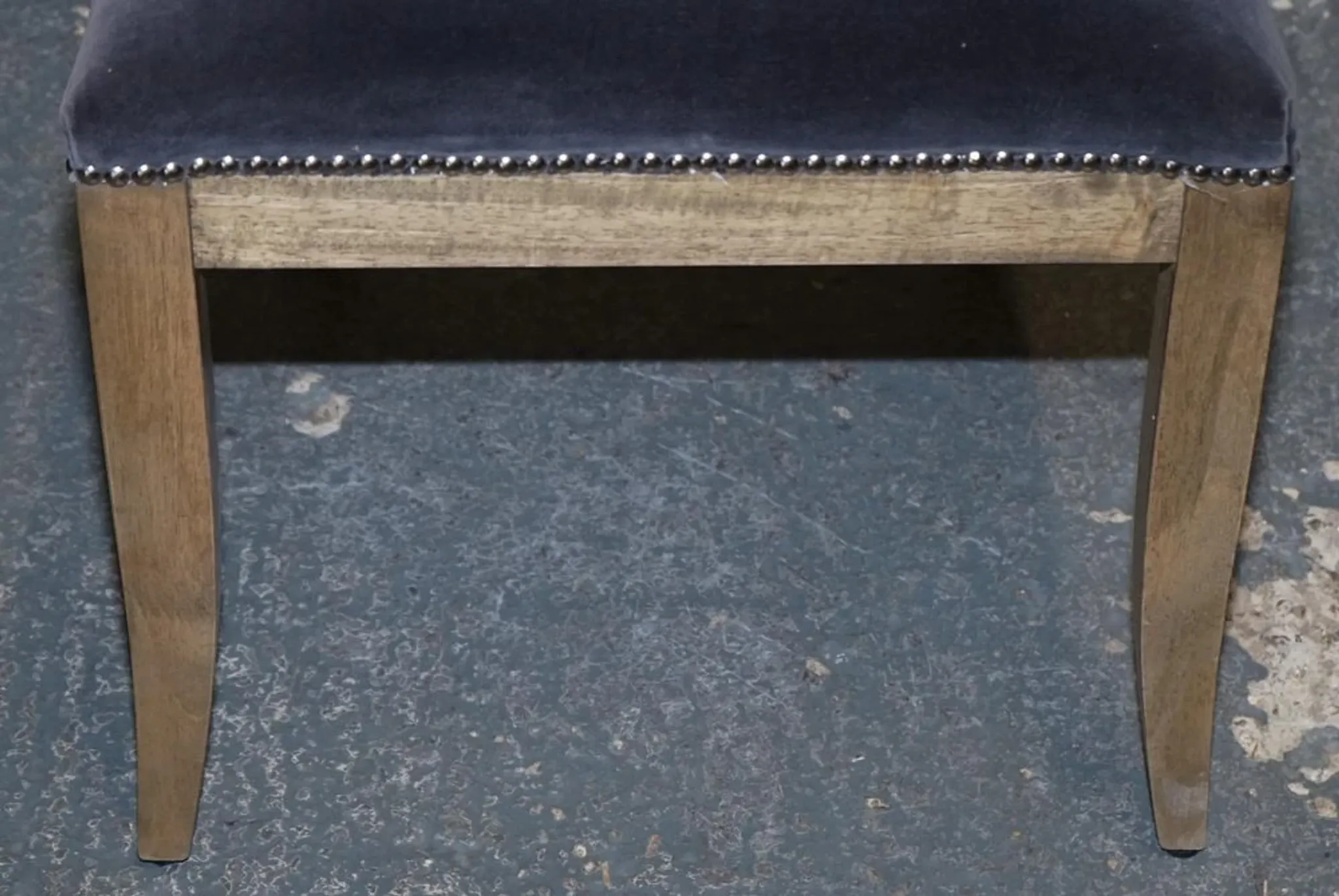 Vintage Office or Dining Chair in Navy Blue Velvet with Halo Studs