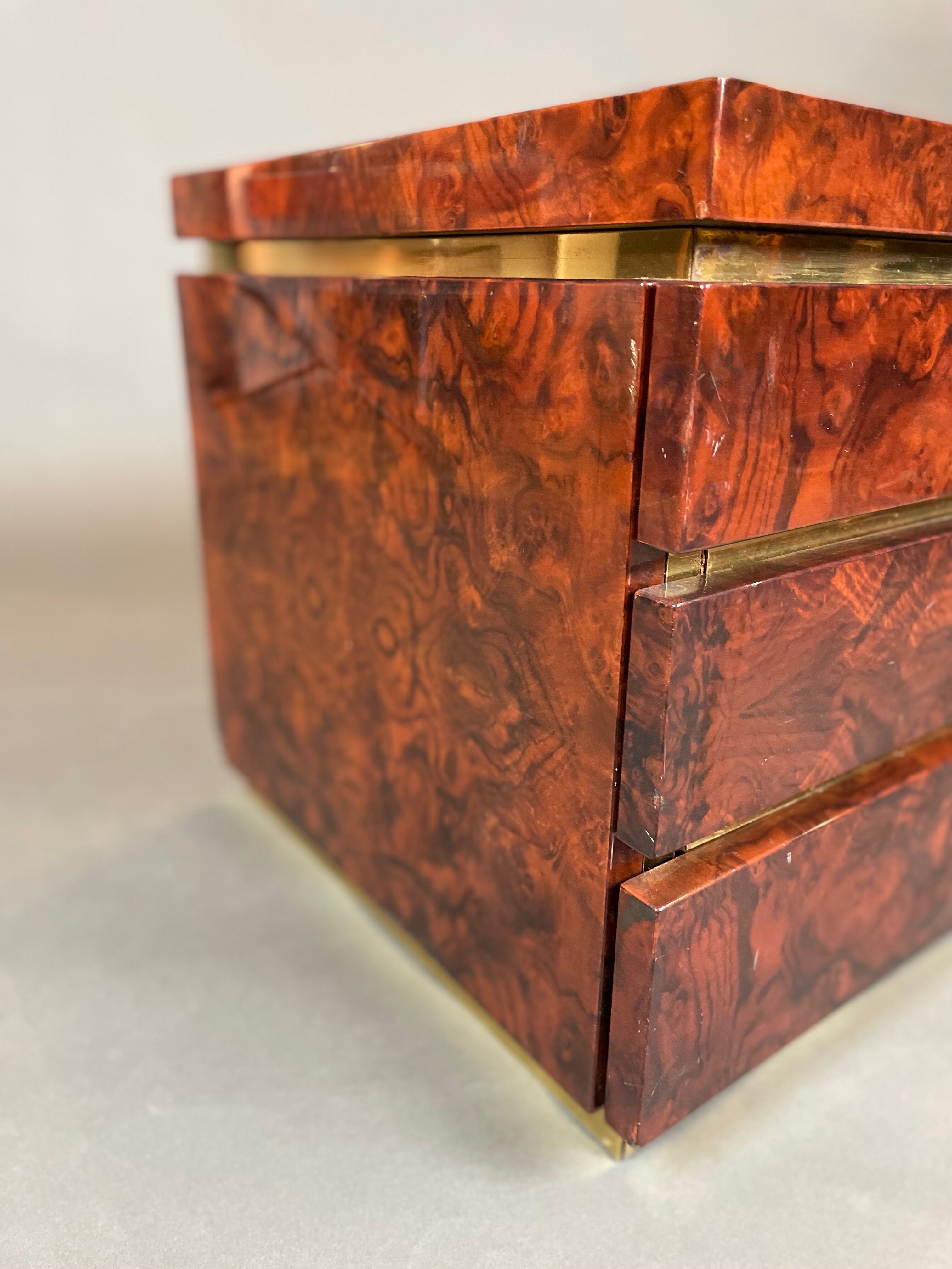 Bedside of Jean-Claude Mahey in elm magnifying glass and brass circa 1970