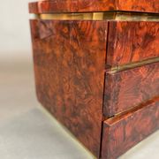 Bedside of Jean-Claude Mahey in elm magnifying glass and brass circa 1970