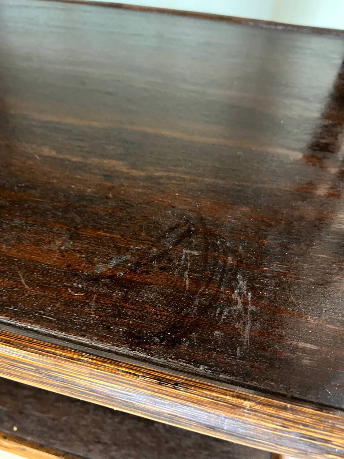 Brown rattan console shelf