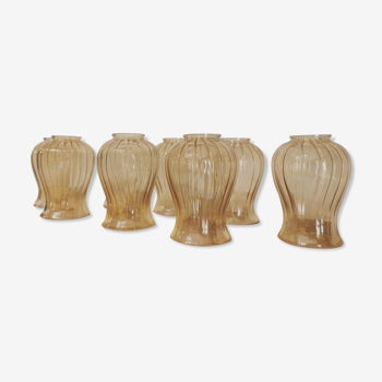 Lot de 7 globes en verre ambré