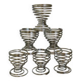 Six spiral spring egg cups
