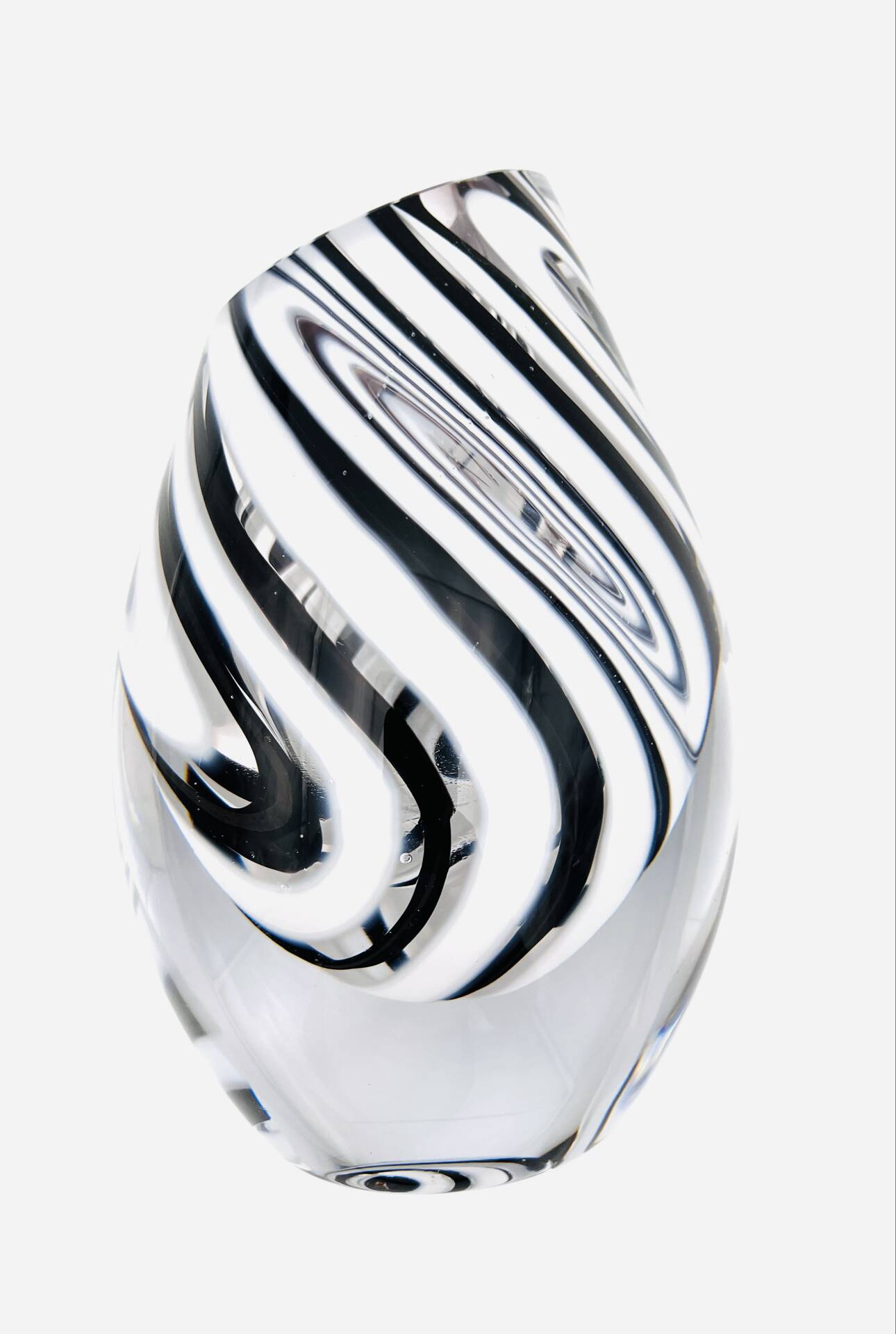 Murano Vase - Sommerso with Stripes - Black & White - 1990
