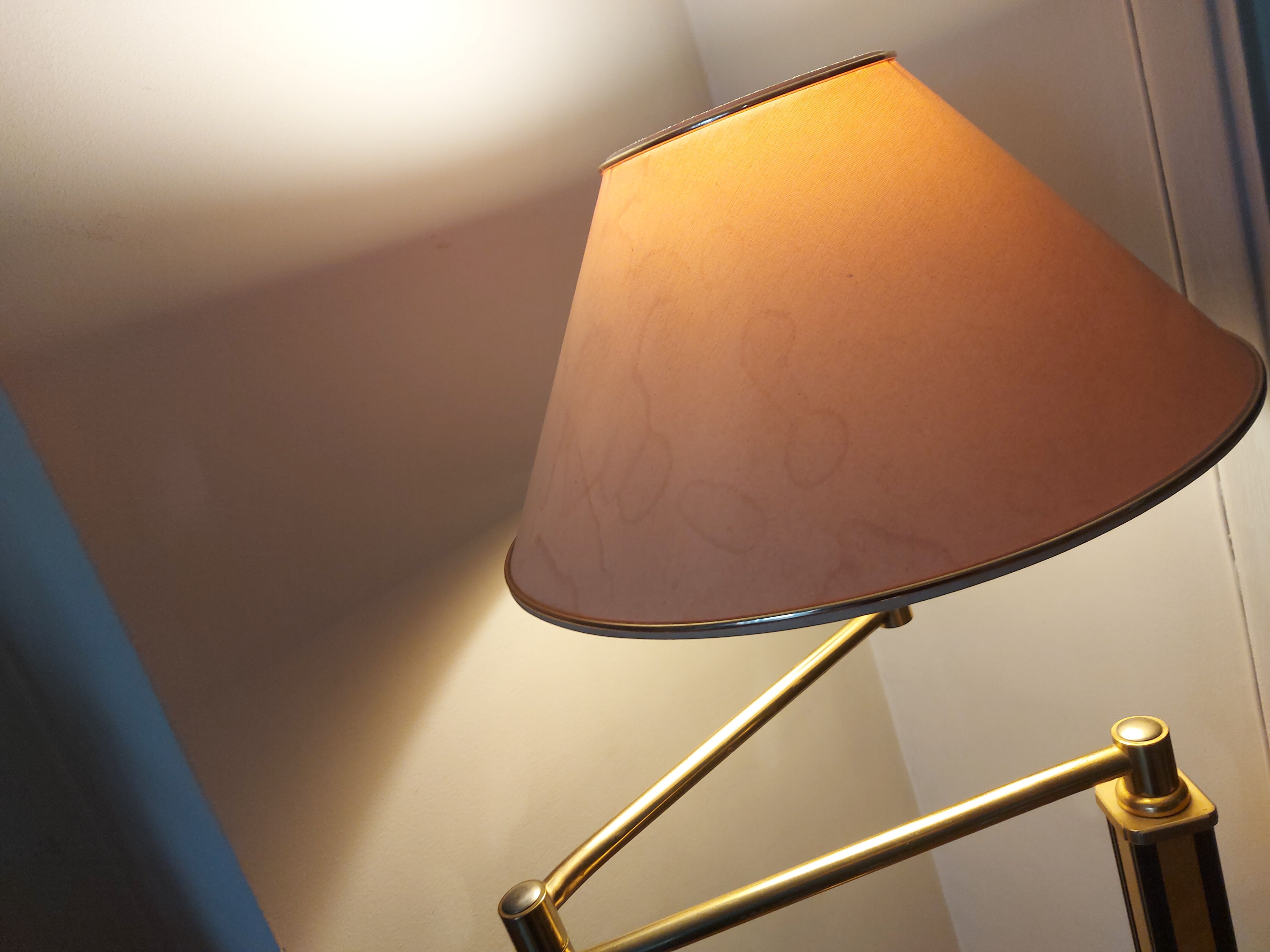Vintage reading floor lamp in gold metal