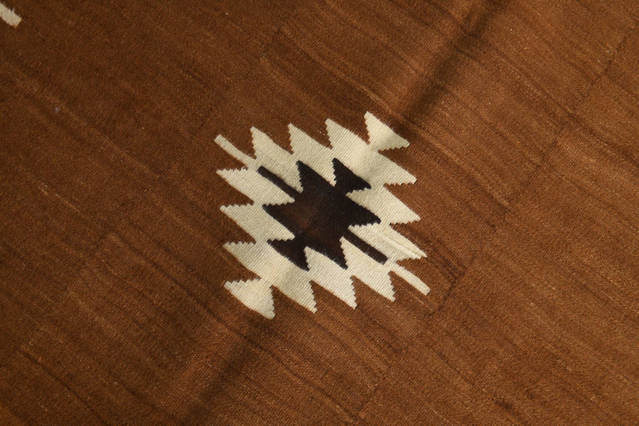 4x5 Vintage Oriental Brown Kilim Rug, 118x163Cm
