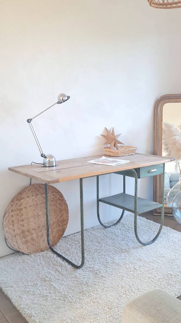 Wood and metal desk circa the 1950s.