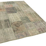 Handmade anatolian overdyed 175 cm x 242 cm grey patchwork carpet