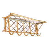 Rattan coat rack with shelf