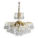 Large mid-century brass & crystal glass ceiling lamp from christoph palme