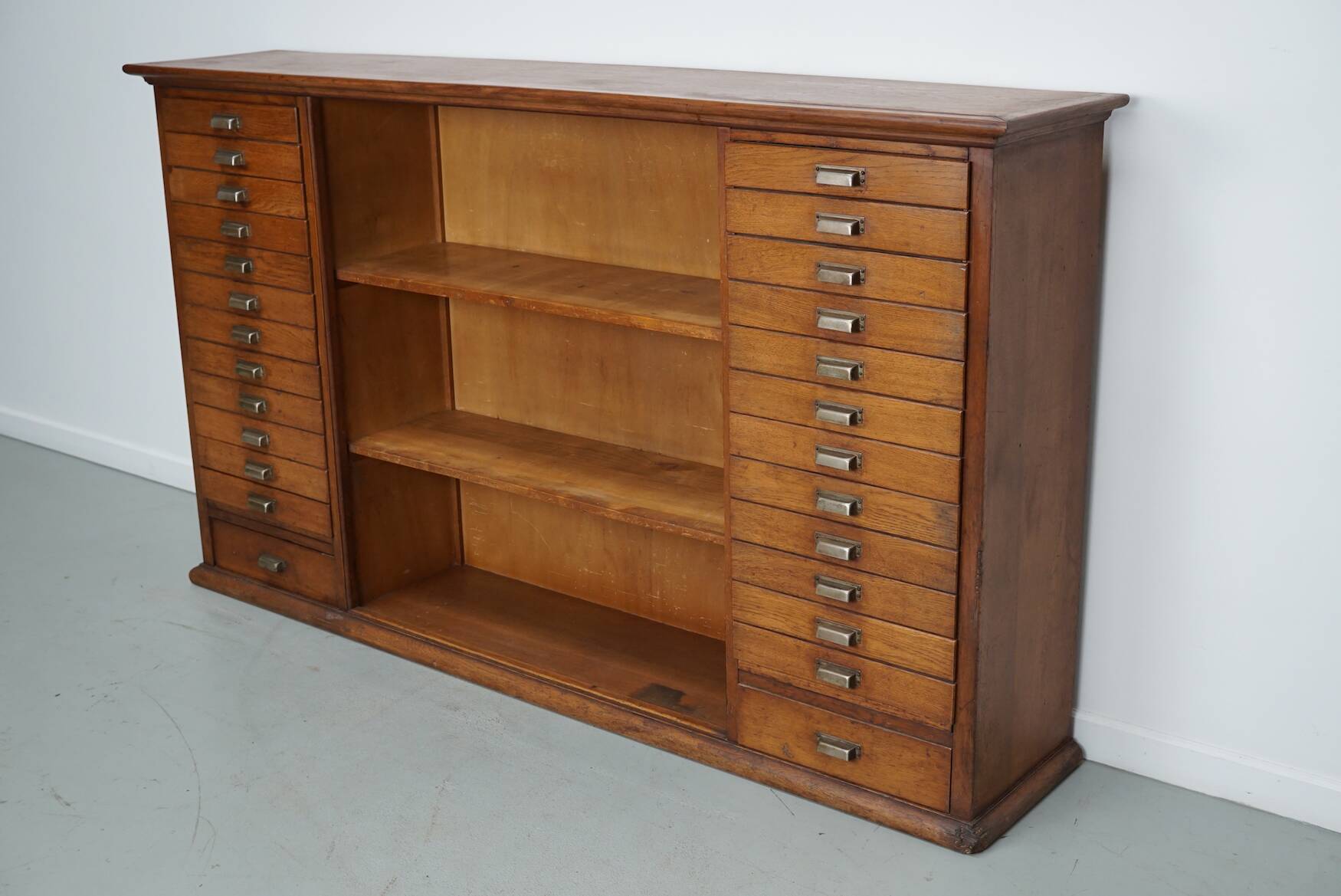 Vintage Dutch Oak Apothecary Sideboard / Filing Cabinet, 1950s