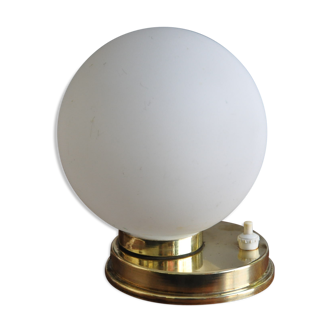 Lampe laiton opaline années 50