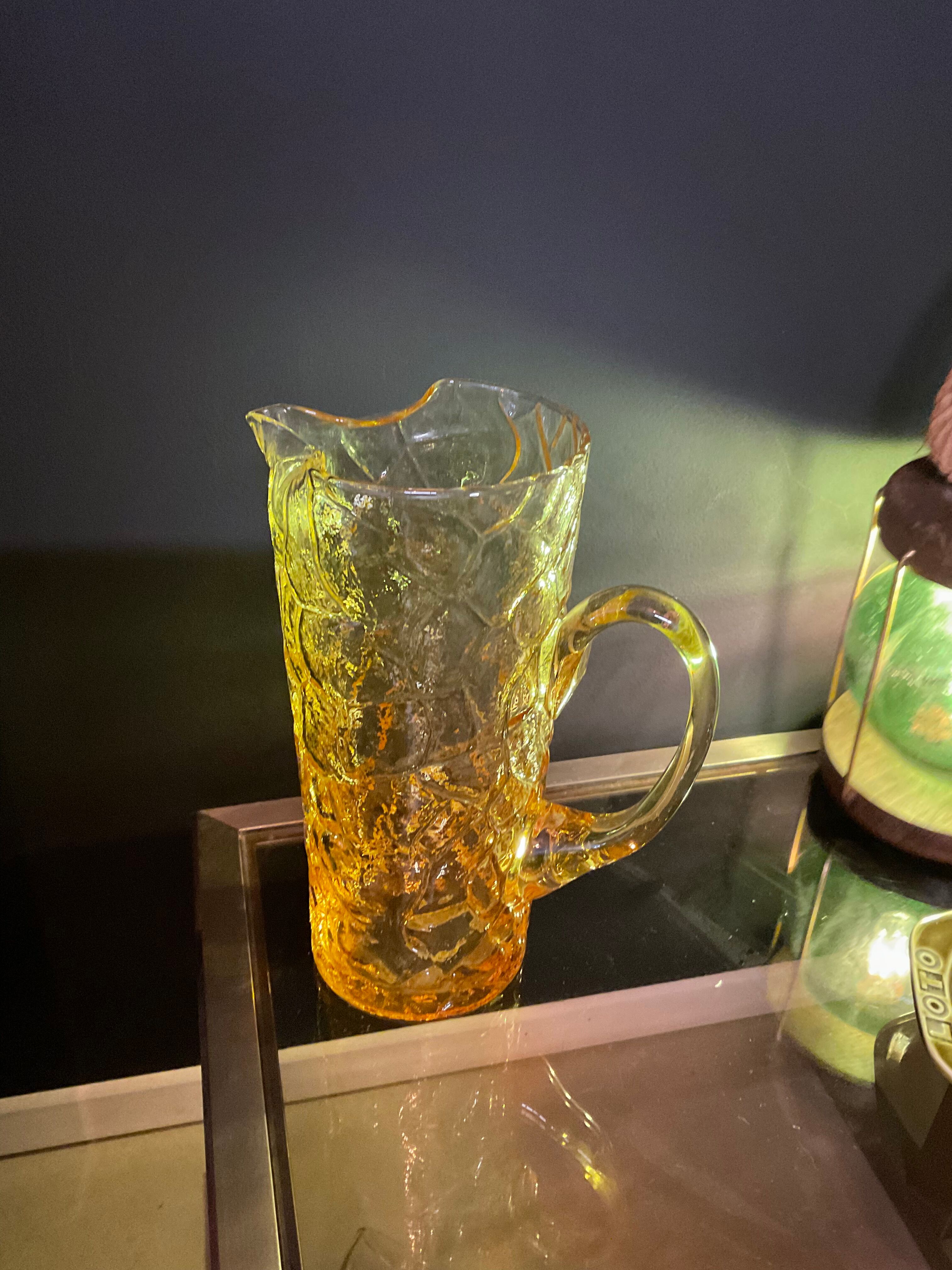 Carafe vintage verre jaune
