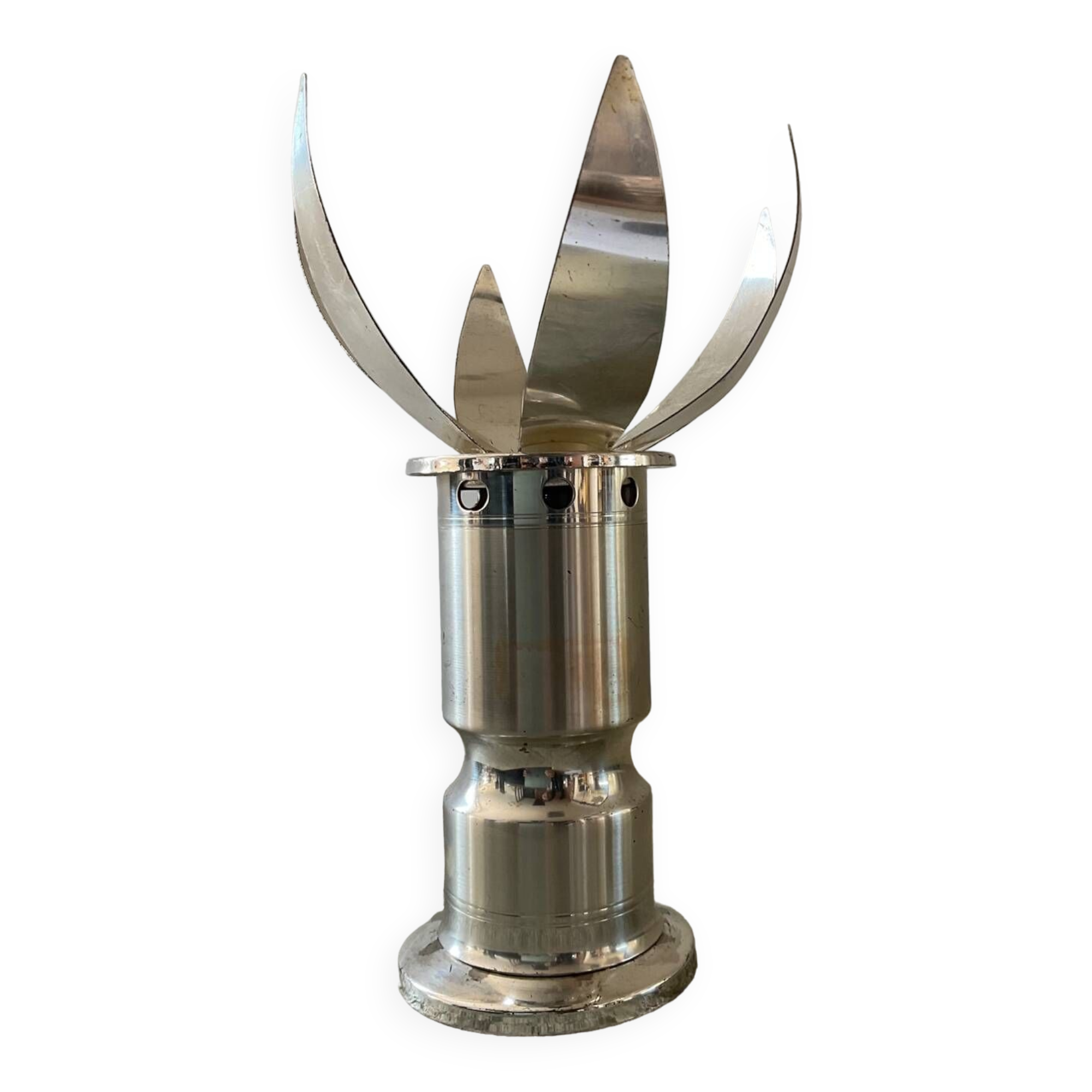 Vintage Lotus candle holder in silver metal