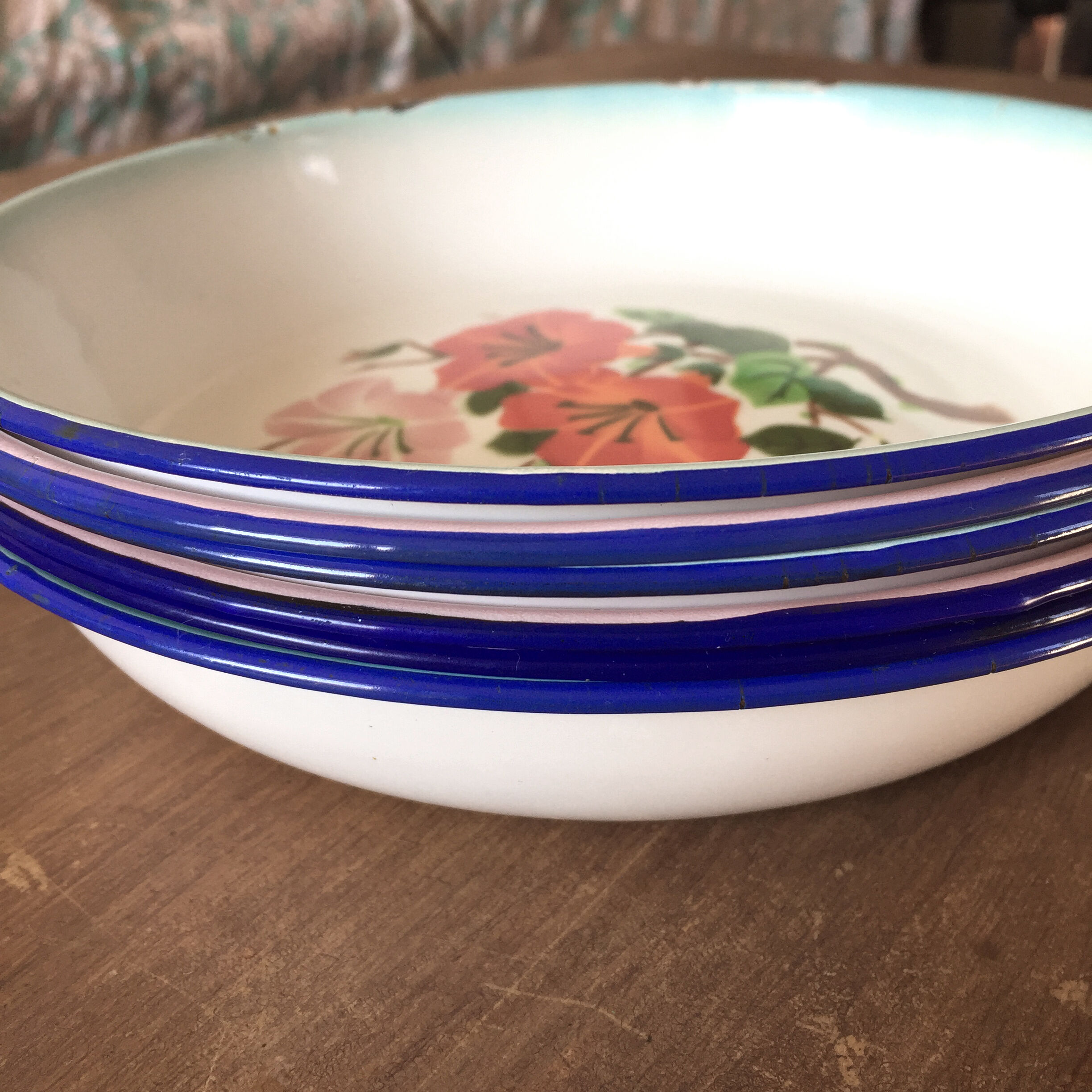 Set of 6 Peacock hollow plates