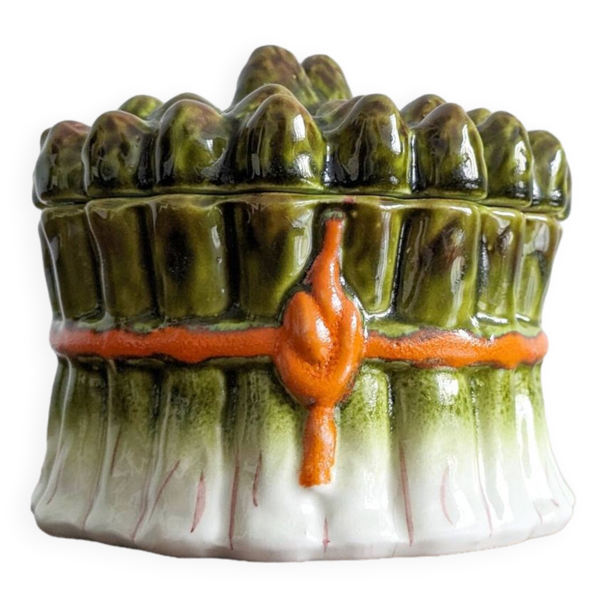 Vintage asparagus tableware sauce container, Italian majolica